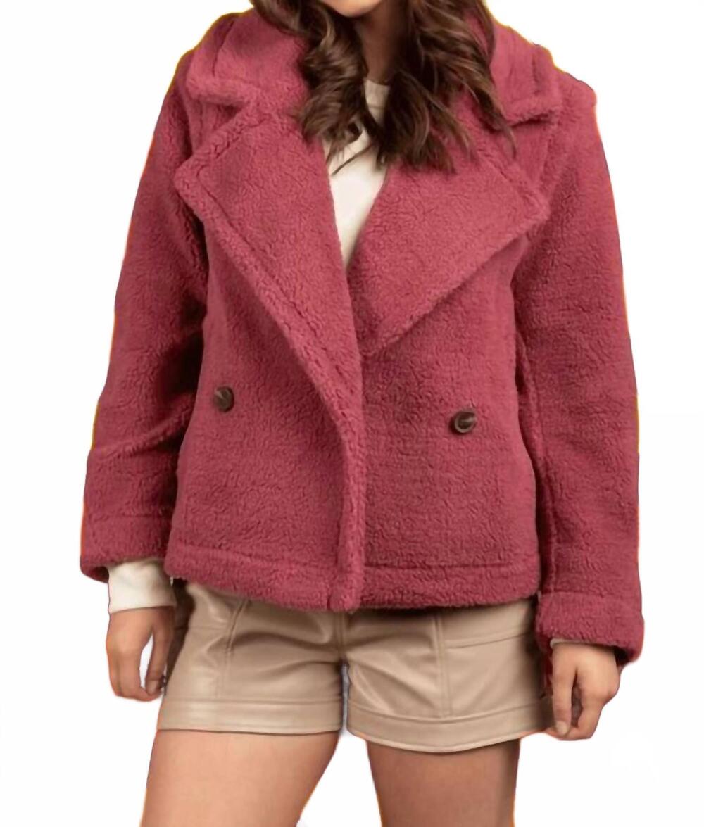 NEW VERY J teddy coat fur sherpa jacket in mauve